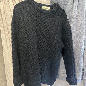 Men's Cable Knit Crew Neck Aran Wool Sweater